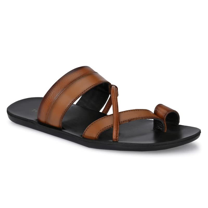 Image of Men's Original Leather Slippers | Thong Slippers For Men | Stylish & Trendy | Double Toned | Durable | Casual