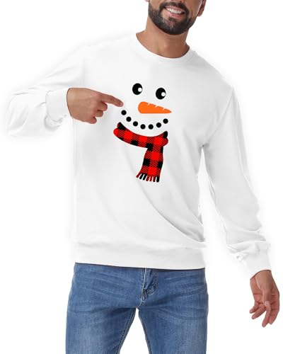 Snowman Face and Plaid Scarf Christmas Sweatshirt - Image 2