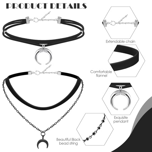 9 Pcs Gothic Choker Necklace for Women Black Star Moon Vintage Y2k Rock Necklace for Mother's Day Jewelry Gift2