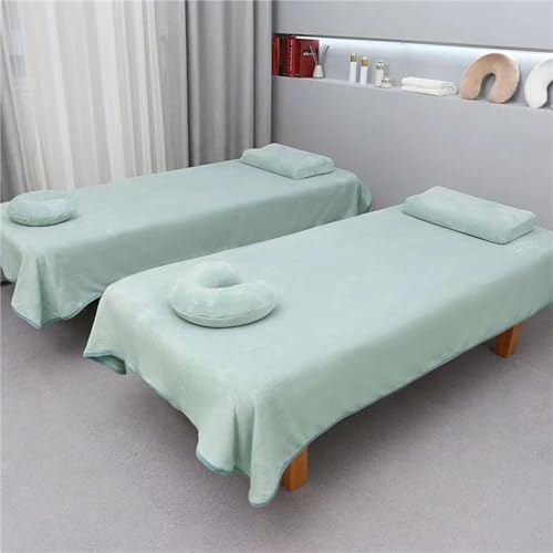 YongXinMY - Draps pour table de massage avec trou pour le visage – Housse de lit chaude et épaisse et lavable pour salon de beauté et spa (vert clair, 220 x 120 cm)