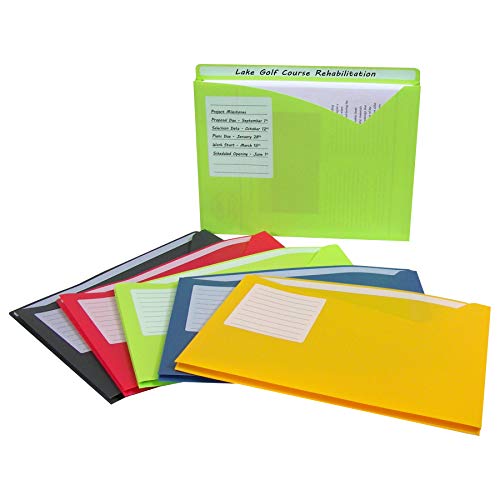 C-Line Write-On Poly File Jackets, Straight Tab, Letter Size, Assorted Colors, 25/Box #TOP4