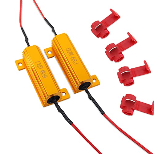 Yonput 2 PCS 50W 6Ohm Load Resistor for Fix LED Bulb Fast Hyper Flash Turn Signal Blink Error Code (Gold)