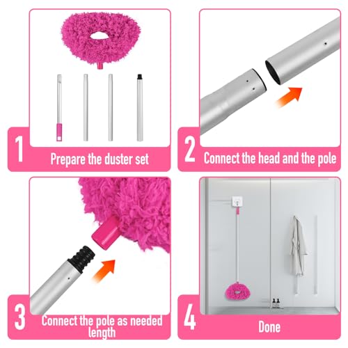 Image of Ceiling Fan Duster - Extended Fan Blade Cleaner, Reusable Microfiber, Adjusts 13 to 67 Inch for Cleaning Walls, Cobweb, Door, Window Top