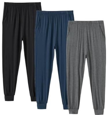 MoFiz Pantalones con Puños Hombre Pijama Pantalón Largo de Dormir Estar en Casa Suave Modal Jogging Pant con Bolsillos 3 Piezas-A L | Ya disponible en tu tienda friki favorita! En mundofriki.es!