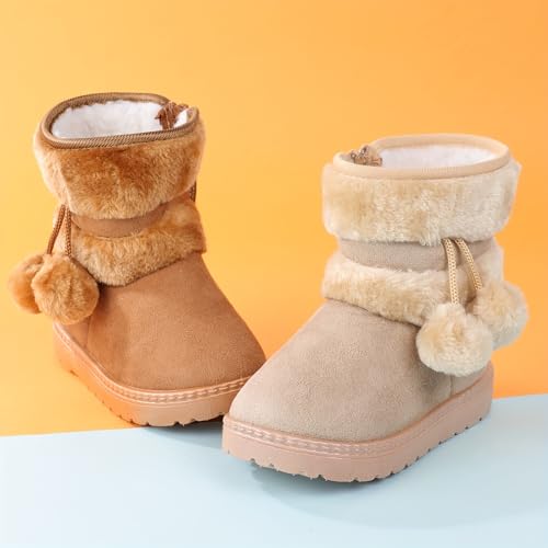 Girl's Solid Snow Boots, Warm Fleece Cozy Non-slip Boots Plush Comfy Outdoor Hiking Shoes Lined Trekking Shoes, Winter2
