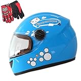 Kids Motorcycle Helmet with Panda Design and Racing Gloves...