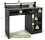Tangkula Computer Desk with Drawer & Keyboard Tray, 22 Inch Wide Modern Study Writing Desk with Desktop Hutch & Storage Shelves, Home Office Desk for Kids, Wood PC Laptop Desk, Desk for Bedroom