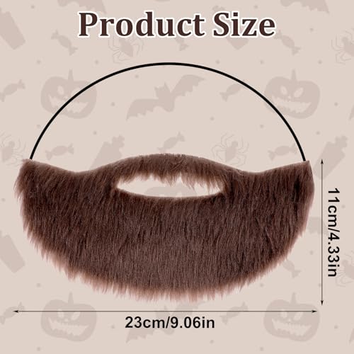Mustache Fake Beard, Self-Adhesive Fake Beard Novelty Facial Costume Beards Party Accessory for Cosplay Funny Party Favor Men, Women Brown