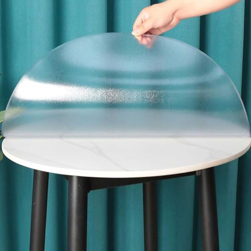 Mantel transparente esmerilado de 2 mm de grosor para mesas de 80, 100 y 120 cm. Resistente al aceite y al calor, con almohadilla protectora de PVC, reutilizable para mesas de comedor y de centro.(60c