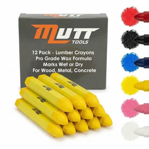 Mutt Tools Yellow Crayons for Construction and Lumber Marking 12 Pack Lumber Crayon Set Wood Marking Crayons for Firewood Crayones de Madera for Professionals