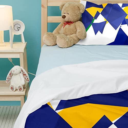 Housse de couette bleu motif géométrique abstrait avec parure de lit simple 3 pièces