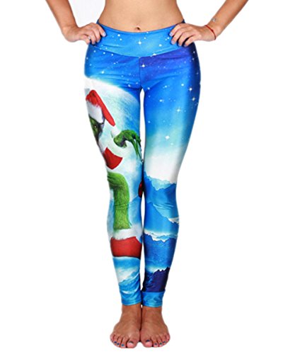 Cfanny Women's Funky Christmas Digital Print Ankle Length Stretch Footless Graphic Leggings