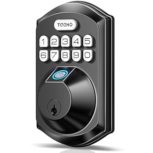 TEEHO TE002 Fingerprint Door Lock – Keyless Entry Door Lock – Electronic Keypad Deadbolt – Smart Locks for Front Door – Auto Lock – Easy Installation – Matte Black