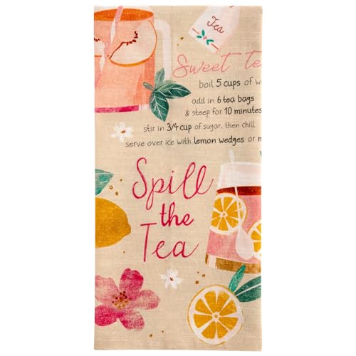 Karma, Eclectic Tea Towel, 100% Cotton Hand Towel for Kitchen – Housewarming Gift for Hostess Boho Kitchen Home Décor, Sweet Tea