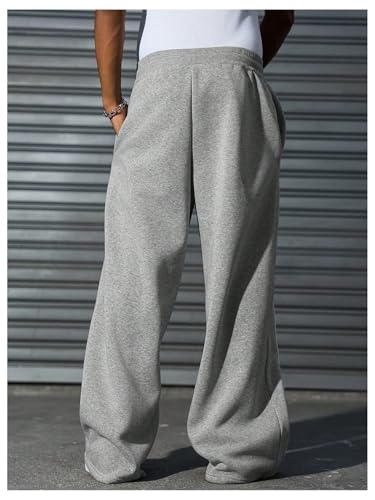 GORGLITTER Men's Y2k Baggy Sweatpants Letter Graphic Print Stacked Wide Leg Jogger Pants2