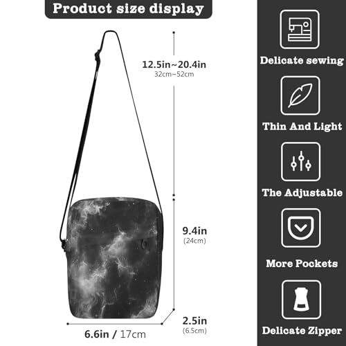 Fog Black Mystery messenger bag cute Crossbody Bags For Women Small Ladies Shoulder Handbags Adjustable Strap for outdoor sports business3