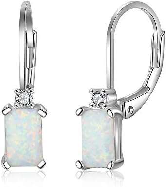 YAZILIND Women's 925 Sterling Silver Stud Earrings Rectangle Shape Opal Earring Women Birthday Jewellery