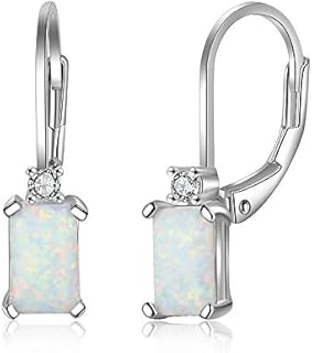 YAZILIND Women's 925 Sterling Silver Stud Earrings Rectangle Shape Opal Earring Women Birthday Jewellery