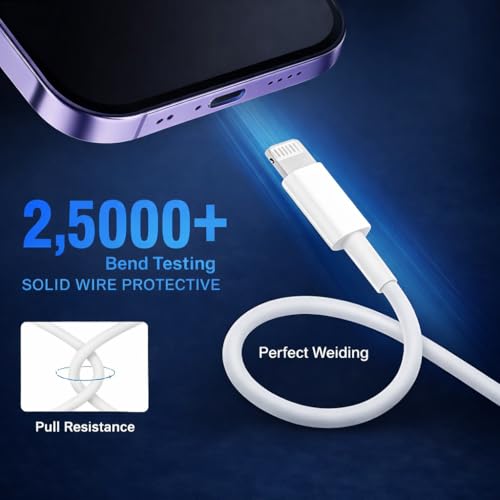 Image of iPhone 20W Original Charger with 3.3 Ft Lightning Braided Cable [2Year Warranty] for iPhone 14 /14Plus /14Pro /14 Pro max /13 /13Pro /13Pro max /12 /12Pro /12mini /11 /X /Xr Series |MFi-Certified (Adapter+Cable)