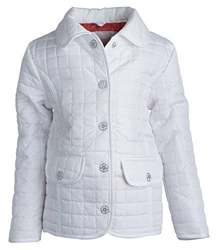 Urban Republic Girls Light Padded Quilted Spring Jacket with Back Ruffles - White (Size 4T)