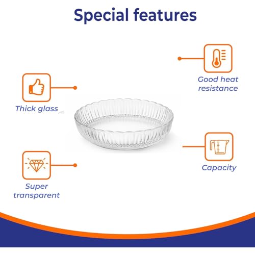 Image of Glassbunny 300ml Small Beautiful Crystal Round Shape Glass Tray Plate for Serving Dry Fruits, Fruits, Snacks, Sweets, Chocolates Pack of 2
