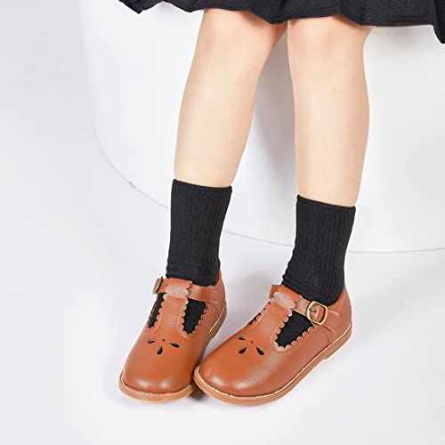 Image of GINFIVE Toddler Girls Dress Shoes Little Kids Flats School Mary Janes Shoes