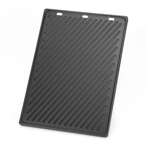 Onlyfire 49 x 32 cm Plaque de Cuisson en Fonte Réversible pour Barbecue à Gaz Série Weber Genesis 300 - Remplacement pour Weber 7528 - Accossoire pour BBQ,...