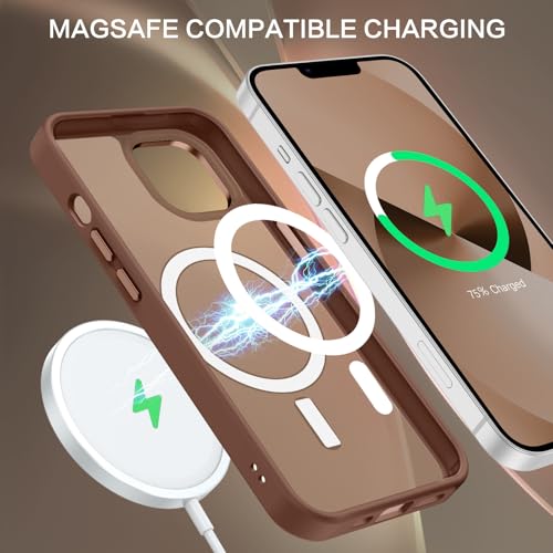 Image of BENTOBEN Magnetic for iPhone 13 Case & iPhone 14 Case [Compatible with Magsafe] Translucent Matte Phone Case iPhone 13 /14 Slim Shockproof Women Men Protective Cover for iPhone 13 /14 6.1 inch, Bronze