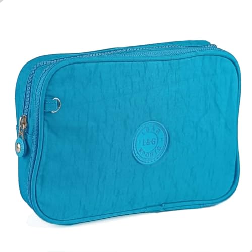 Estojo Escolar Feminino Box Jumbo Compartimentos Para Caneta Lápis Bolsinha Organizadora (AZUL)