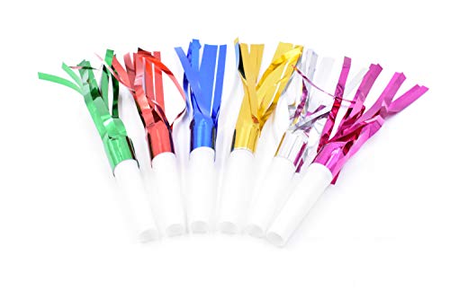 Noise Maker,Metallic Fringed Blowouts Whistles,Party Blowers Whistles,for Birthday Party Favors, New Years Party
