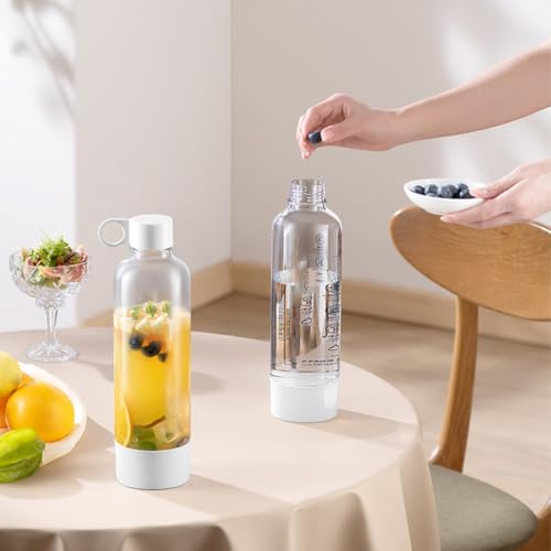 Gettimore Botella carbonatadora portátil de 1000 ml, máquina compacta de mano para bebidas gaseosas para jugos y agua saborizada, fácil operación con un botón con tapa doble para almacenamiento