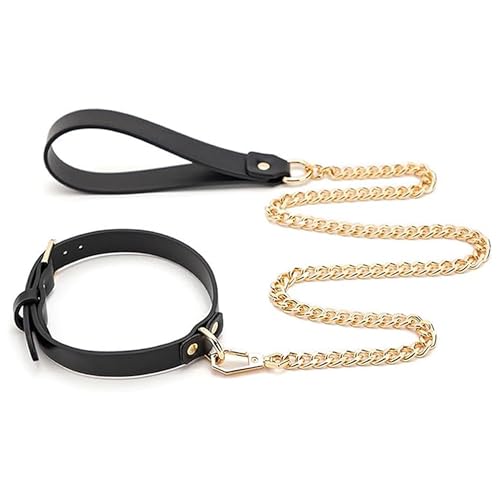 SM Halsband mit Leine Einstellbares Halsfessel Kette mit O-Ring, PU Leder BDSM Halsband Collar, Bondage Fesseln, Fetisch SM Sexhalsbänder für Paare, Erwachsene Sexspielzeug für Sex