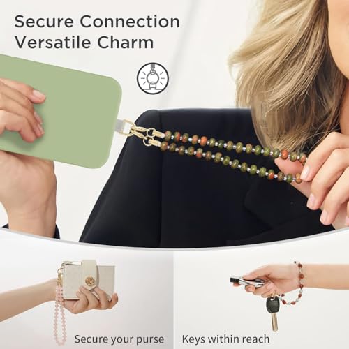 Image of POSADINA Natural Stone Phone Charm, Beaded Healing Phone Wrist Strap, Handmade Cellphone Chain Lanyard with Tether Tab