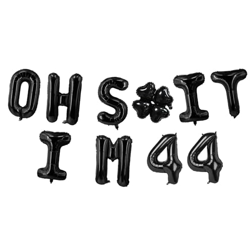 Image of Oh I'm 44! Latex Balloons 16 Inch Black Hallo Forty Four Cheers to 44 Years Old Theme Decor for Man Woman Happy 44th Birthday Party Photo Studio Prop Flag Decorations Favors Supplies