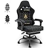 Symino Chaise de Gamer Ergonomique, Chaise Gaming avec Soutien Lombaire Repose-Pieds, Fauteuil de Bureau réglable et pivotant capacité de Charge 150 kg, Cuir PU Noir