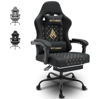 Symino Chaise de Gamer Ergonomique, Chaise Gaming avec Soutien Lombaire Repose-Pieds, Fauteuil de Bureau réglable et pivotant capacité de Charge 150 kg, Cuir PU Noir