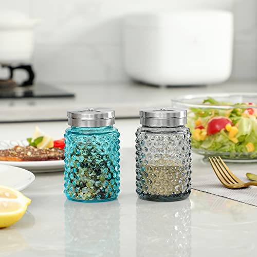 Hobnail Glass Salt And Pepper Shakers Set With Stainless Steel Lid Vintage Farmhouse Colored Salt Shakers For Kitchen #TOP1