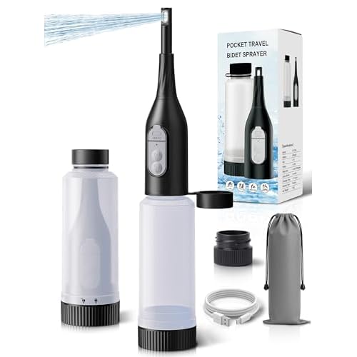 Portable Bidet for Travel – Electric Peri Bottle with Dual Spray Modes, 360° Nozzle, Water Bottle Adapter, USB Rechargeable, Waterproof, Travel Bid