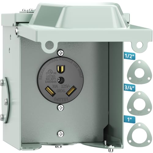 PAULINN 30 Amp RV Power Outlet Box, Nema TT-30R 125V RV Outdoor Panel Enclosed & Lockable for Outdoor Receptacle, Weatherproof, UL Listed, for RV Camper Travel Trailer Electric EV Generator