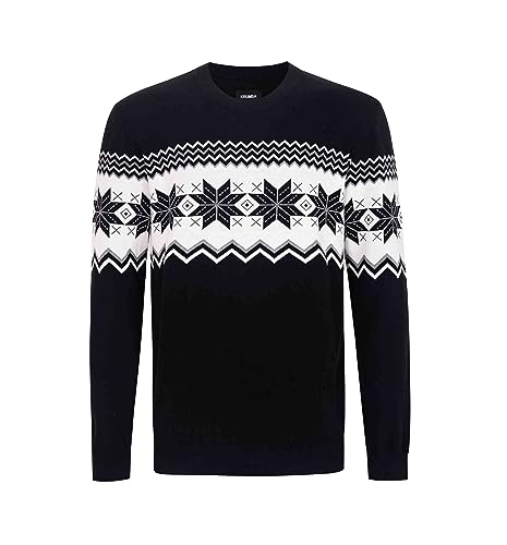 Pull en coton tricoté pour homme Krumba col rond noir taille 3XL