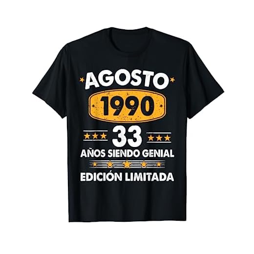33 Años Cumpleaños Regalo Hombre Agosto 1990 Agosto 33 Años Camiseta