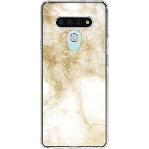 Skinit Clear Phone Case Compatible with LG Stylo 6 - Gold and White Marble Design