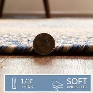 Super Area Rugs 2X3 Blue Oval Braided Rug Ridgewood Primitive Decor Carpet Indoor Outdoor 2 X 3 Oval Made in USA Entry Way Washable Doorway Rug