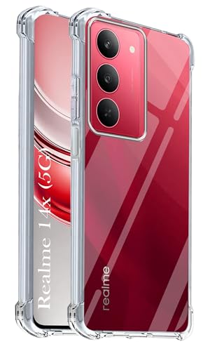 Image of Jkobi Shockproof Crystal-Clear Back Cover for Realme 14X (Anti Yellow Case | Drop & Camera Protection | Hard Polycarbonate)