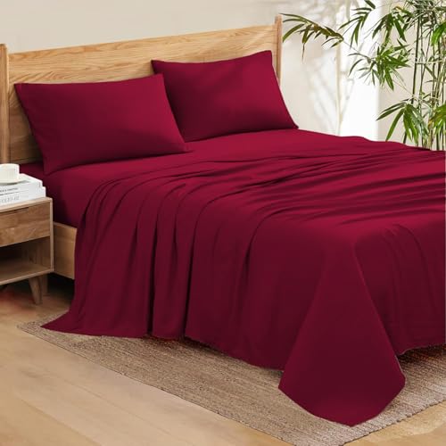 550 Series Egyptian Cotton Bed Sheet Set King Size (76x80) Fits 7-9 Inch Deep Pocket (Solid, Burgundy) by Sophia Cotton Club - Used condition - US$79.61