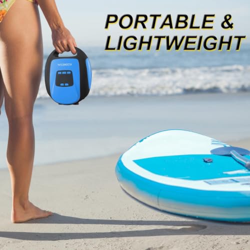 Image of Paddle Board Pump Electric Portable, KOSMEGAL SUP Pump for Paddleboard, Professional 20PSI Air Compressor with Auto-Off, Deflation Function and 12V DC Car Connector for Inflatables, Kayaks and Boats