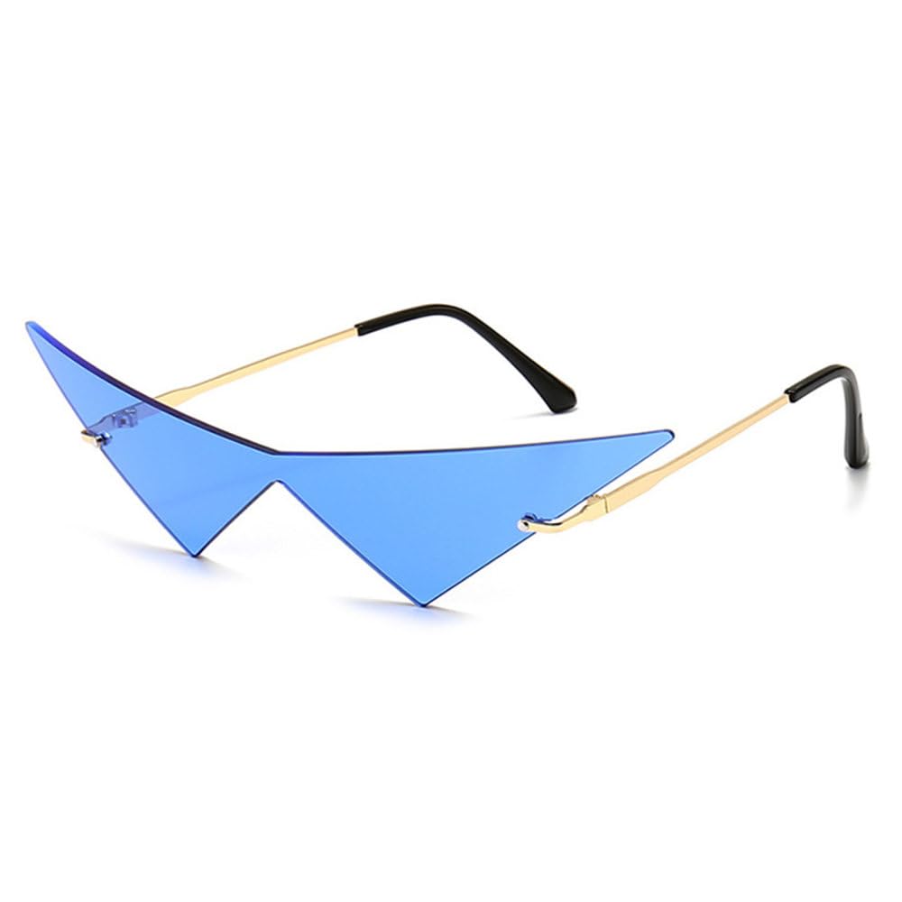 Armear Cat Eye Triangle Rimless Tinted Glasses - Blue, 70mm, UV400 Protection, Unisex - View #6