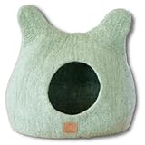 Handcrafted Wool Cat Ears Cave Bed - Perfect Hideaway for Your Feline Friend - Quiet/Warm for Sleeping & Relaxing - Love Your Pet Dog or Cat - 100% Organic Felt - Ethically Sourced (Eucalyptus)