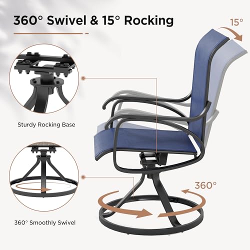 Image of LOUVIXA Patio Swivel Chair Set of 6, All-Weather Patio Swivel Rocking Chair, High Back Patio Dining Chairs for Backyard, Porch, Lawn, Garden(6, Navy Blue)