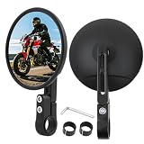 2 Stück Motorrad Motorad Spiegel E24 Geprüft, Lenkerendenspiegel 360° Drehbar für 22-25mm, Motorradspiegel Moped Kompatibel mit Meisten Motorrädern, ATV, Scooter, Roller